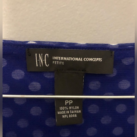 INC International Concepts Blue White Dot Oceans Tale Shirt Size Pet/Pet 0P New - Picture 4 of 8